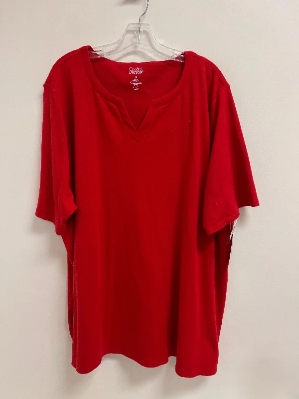 long-sleeved women's topsTop Short Sleeve By Croft And Barrow In Red, Size: 3x