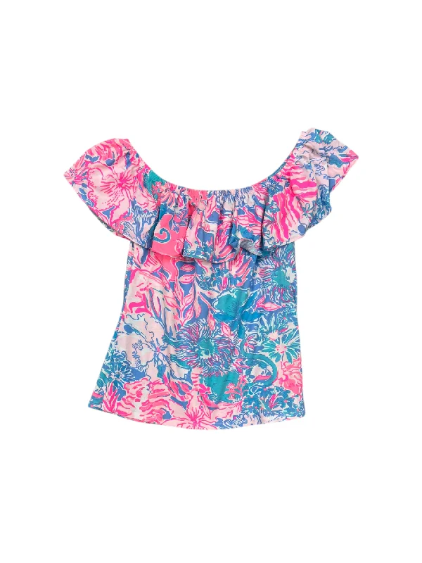 women's tops for creating capsule wardrobesTop Short Sleeve By Lilly Pulitzer In Floral Print, Size: M