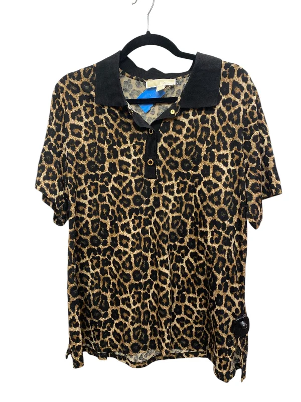 women's stylish topsTop Short Sleeve By Michael By Michael Kors In Animal Print, Size: 1x