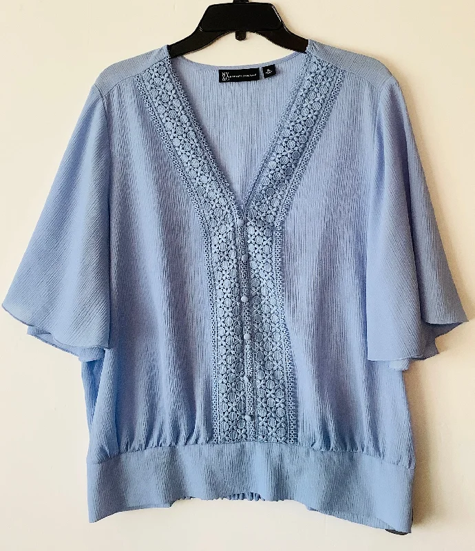 women's tops for vintage fashion enthusiastsTop Short Sleeve By New York And Co In Blue, Size: Xl