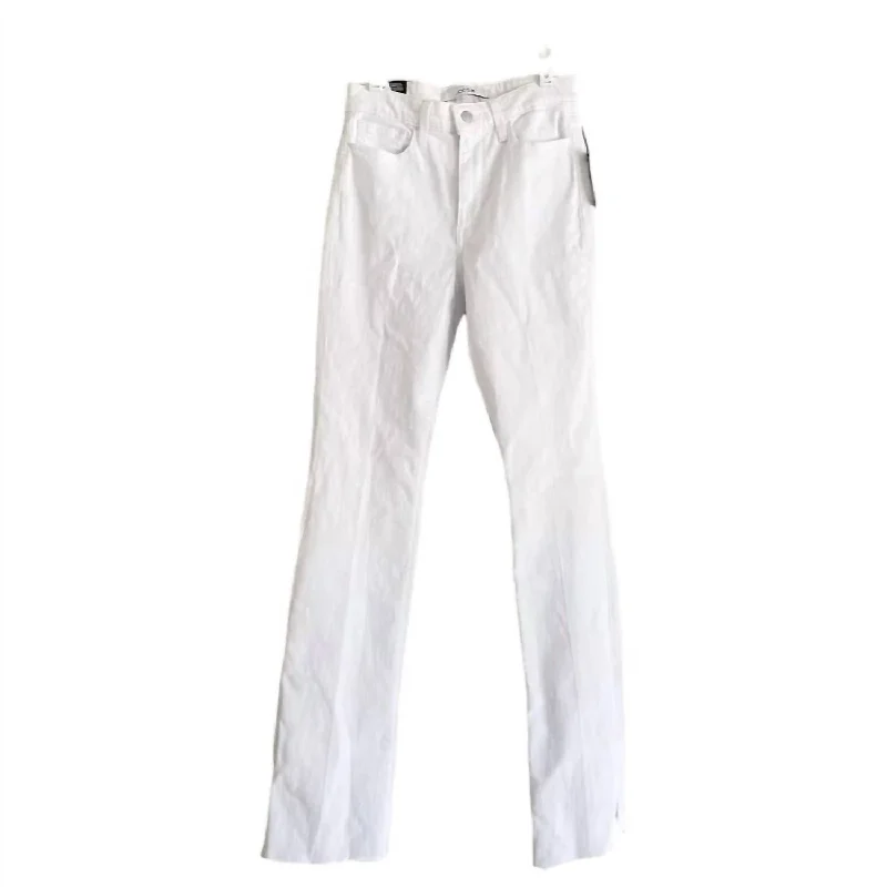 women's grey denim jeansWomen's High Rise Bootcut Hem Slit Stretch Denim Jeans In White